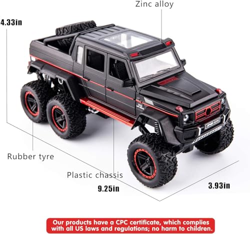 Image of DEUSON ECOM 1:24 Scale AMG G63 6X6 Toy Car Diecast Metal Cars with Light Sound Pullback Openable Car for Kids Best Gifts Toys for Boys