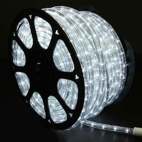 Bakaji Tubo Luminoso 50 Metri Colore Bianco Freddo 900 LED Per Uso Esterno Ed Interno Con Controller 8 Giochi Di Luce Bobbina Luci