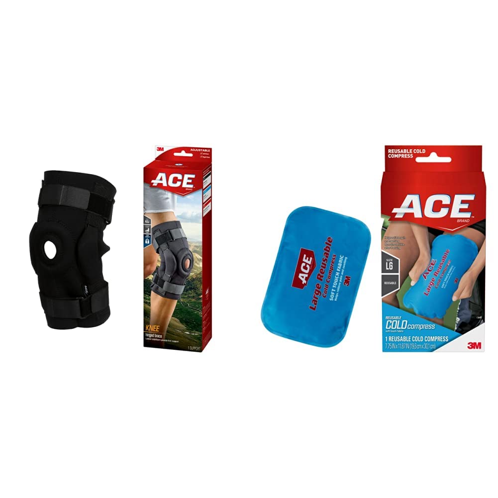 ACE Hinged Knee Brace Reusable Cold Compress Health