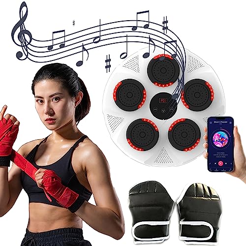 Machine de boxe musicale rechargeable avec cible murale électronique LED et gants - 2