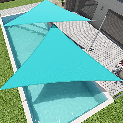 SunnyRoyal Sun Shade Sail 20' x 20' x 20' Triangle Ice Blue Canopy Awning Fabric Cloth Screen UV Block Heavy Duty Commercial Grade Outdoor Patio Carport (Turquoise)