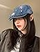 jupkem Y2k Hat Fashion Rhinestone Star Newsboy Cap Goth Vintage Cowboy Hat Harajuku Trucker Cap Adjustable 2000s Beret Hat Blue