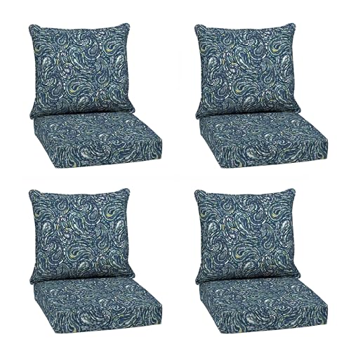 Image of Arden earthFIBER Outdoor Deep Seat Cushion Set, 4-Pack, 24 in x 24 in, Weather-Proof, Rain-Proof, Fade Resistant Patio Cushion for Chair, Sofa, and Couch Denim Alair