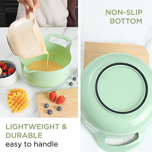 Cook With Color Mixing Bowls - 4 Piece Nesting Plastic Mixing Bowl Set With Pour Spouts And Handles (Ombre Mint) #TOP1