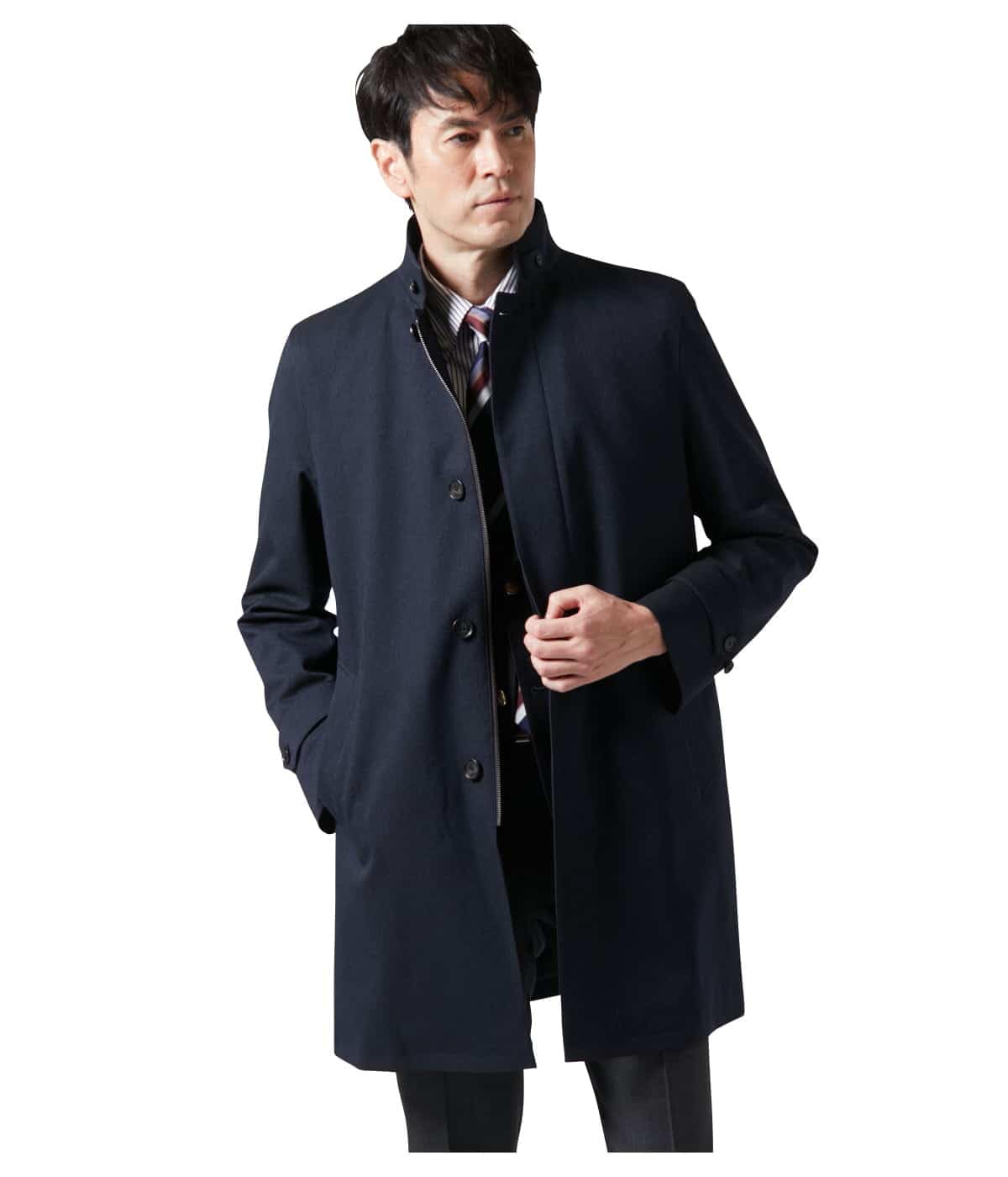 Amazon.co.jp: [ニューヨーカー] スタンドカラーコート メランジカルゼ