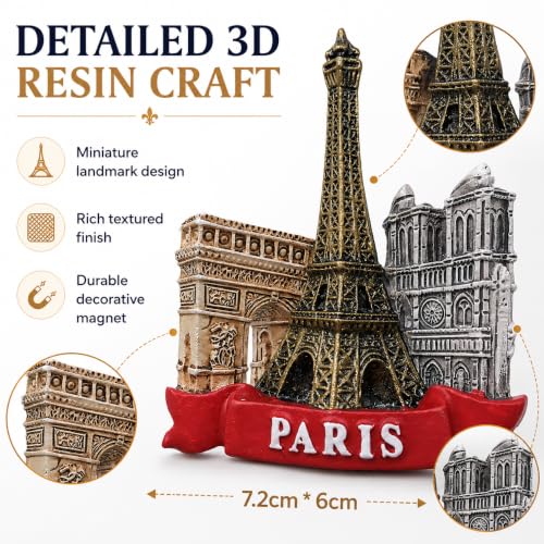 Imán para refrigerador Torre Eiffel París Francia 3D miniatura 4