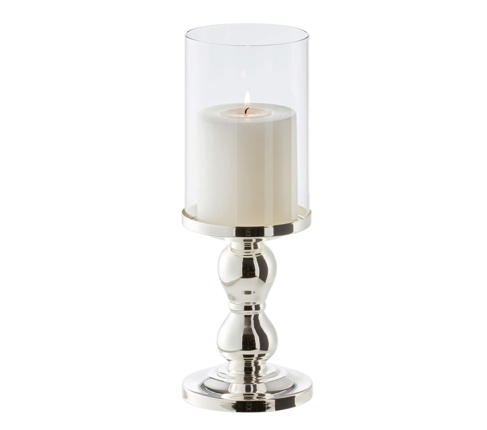 Edzard Silver Candlestick/Windlight Mascha, Height 11,0 In, Plated, Tarnish Protected, For Candles Up To Ø 3,9 In