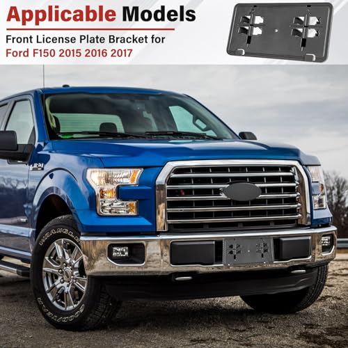 Image of License Plate Bracket Accessories for Ford F150 2015 2016 2017, Front Bumper License Plate Holder Replacement Frame Black Mount, Replaces# FO1068166 FL3Z17A385B