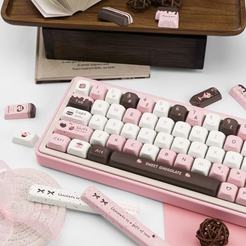 Image of PBT Keycaps Strawberry Chocolate Pink Cute Key Cap for Cherry MX