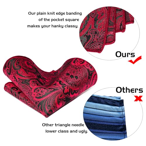 Image of 5PCS Tie and Pocket Square for Men, Silk Necktie and Handkerchief Cufflinks with Gold Ring and Lapel Pin Set