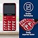 Panasonic KX-TU155EXRN 2G Essentials Handy für Senioren (Ladestation, SOS-Notfalltaste, Prioritätsanruf, Großtastentelefon, hörgerätekompatibel, Bluetooth, UKW-Radio, Kamera) Rot