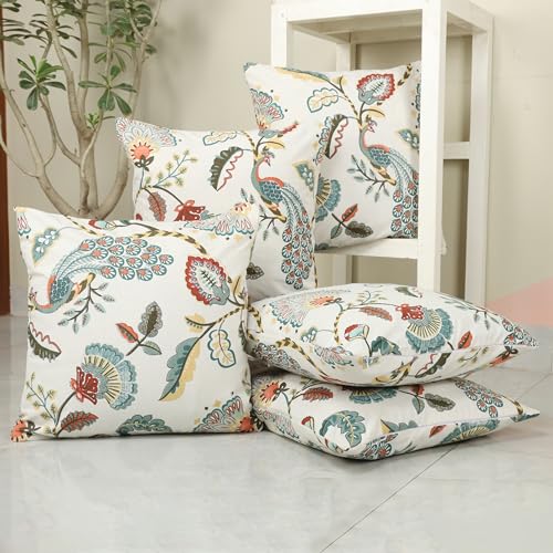 Image of Clasiko Cotton Cushion Covers Set of 5; 12x12 Inches; Tulip Treats
