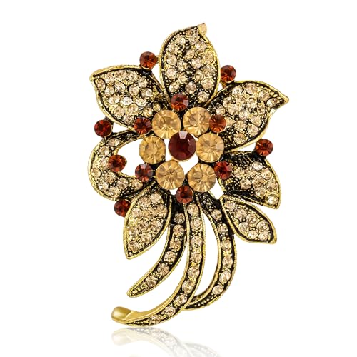 Broche de mariée en forme de fleur strass en cristal haute brillance