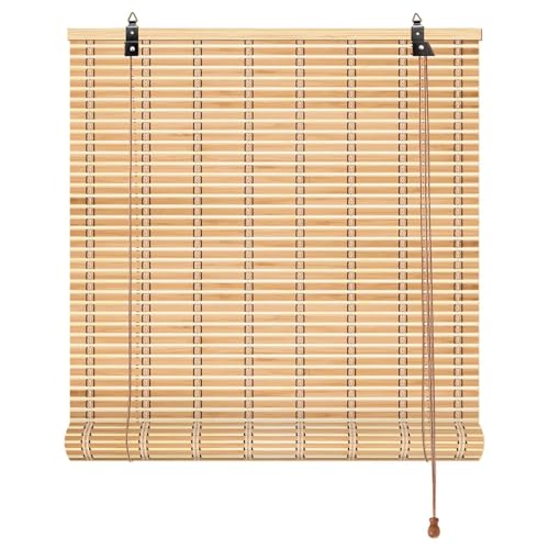 Naturel Store Enrouleur Bambou 45 50 60 70 80 90 100 110 120 130 140 150 160 170 180cm Large Rideaux En Bambou Avec Levage Filtre La Lumière Romain Store à Enrouleur...