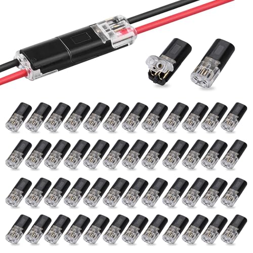Cisyia 50 Stück Auto Kabelverbinder Wasserdicht 2 Polig, 12V Stecker 2 Pin, Kabel Steckverbinder Schneller Kabelstecker Verbindungen 12V Steckverbindung Wire Connector für 18-22...