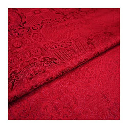 Tissu Damassé Rouge Avec Motif Floral Abstrait, Doublure Composite De Style Chinois Tissu Damassé For Accents À La Maison