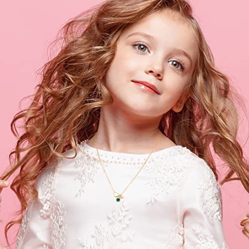 Ursilver Gifts For Girls Initial Birthstone Necklace - 14K Gold Plated Birthstone Necklace Emerald Necklace May Birthstone Necklace Teen Girls Gifts Necklace For Teen Girls Jewelry #TOP1