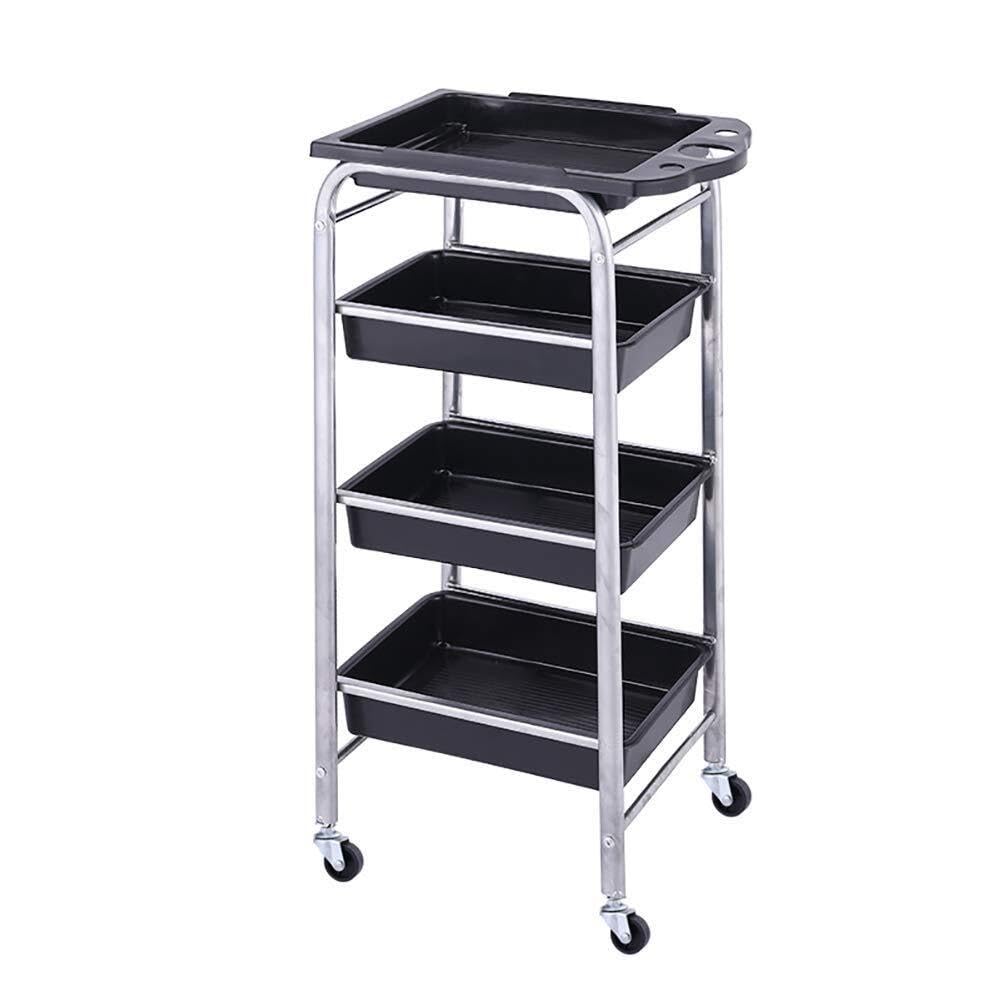 asdchZen 4-Tier Rolling Beauty Salon Cart, Movable Trolley With Removable Drawers, Utility Storage, Black, 44X30X80Cm,Silver-4 Tier,Silver,4 Tier