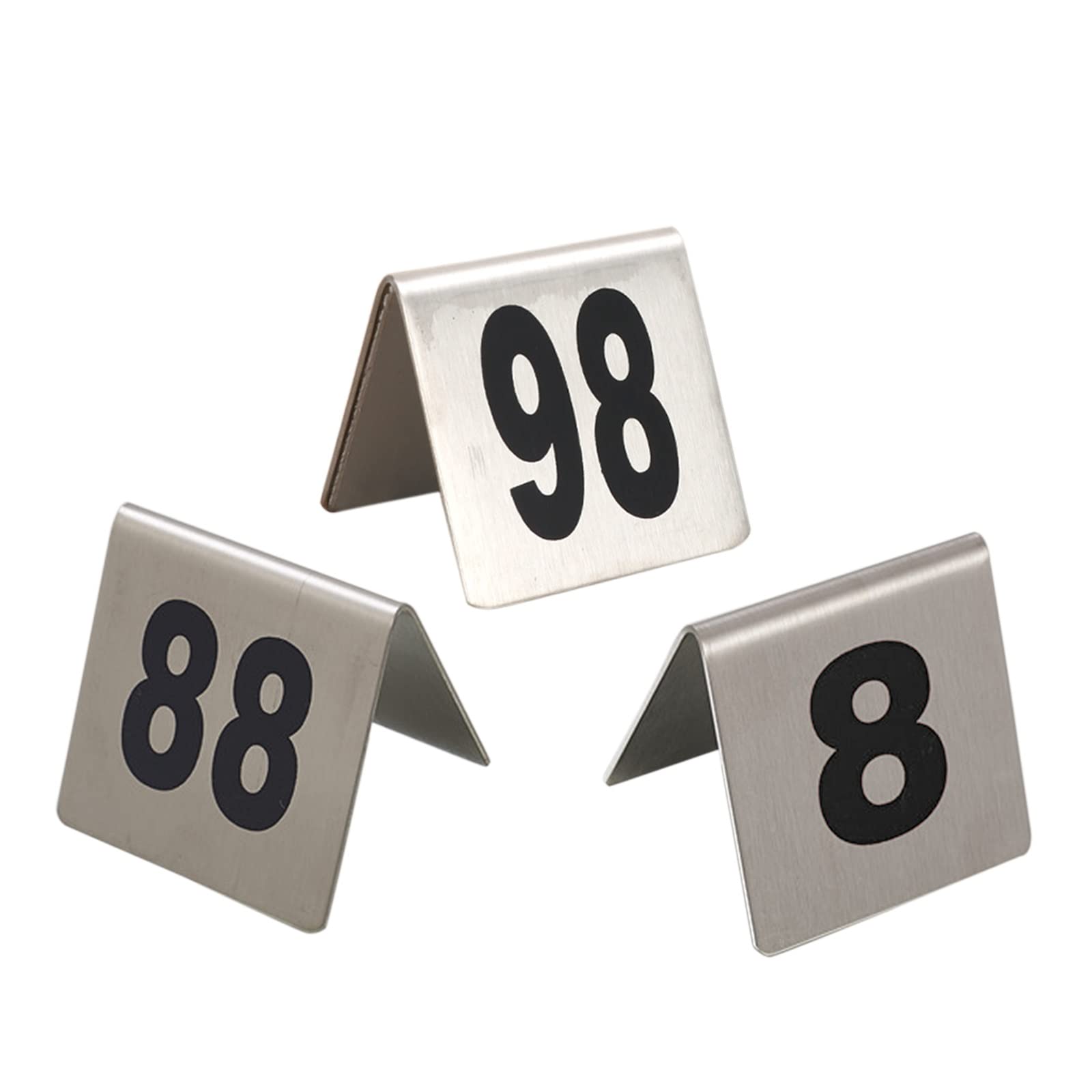 Números de mesa de acero inoxidable para bodas, recepciones, números de mesa de restaurante, carteles, resistentes, livianos, fáciles de limpiar, 1-50 1-100 tarjetas digitales de doble cara (1 a