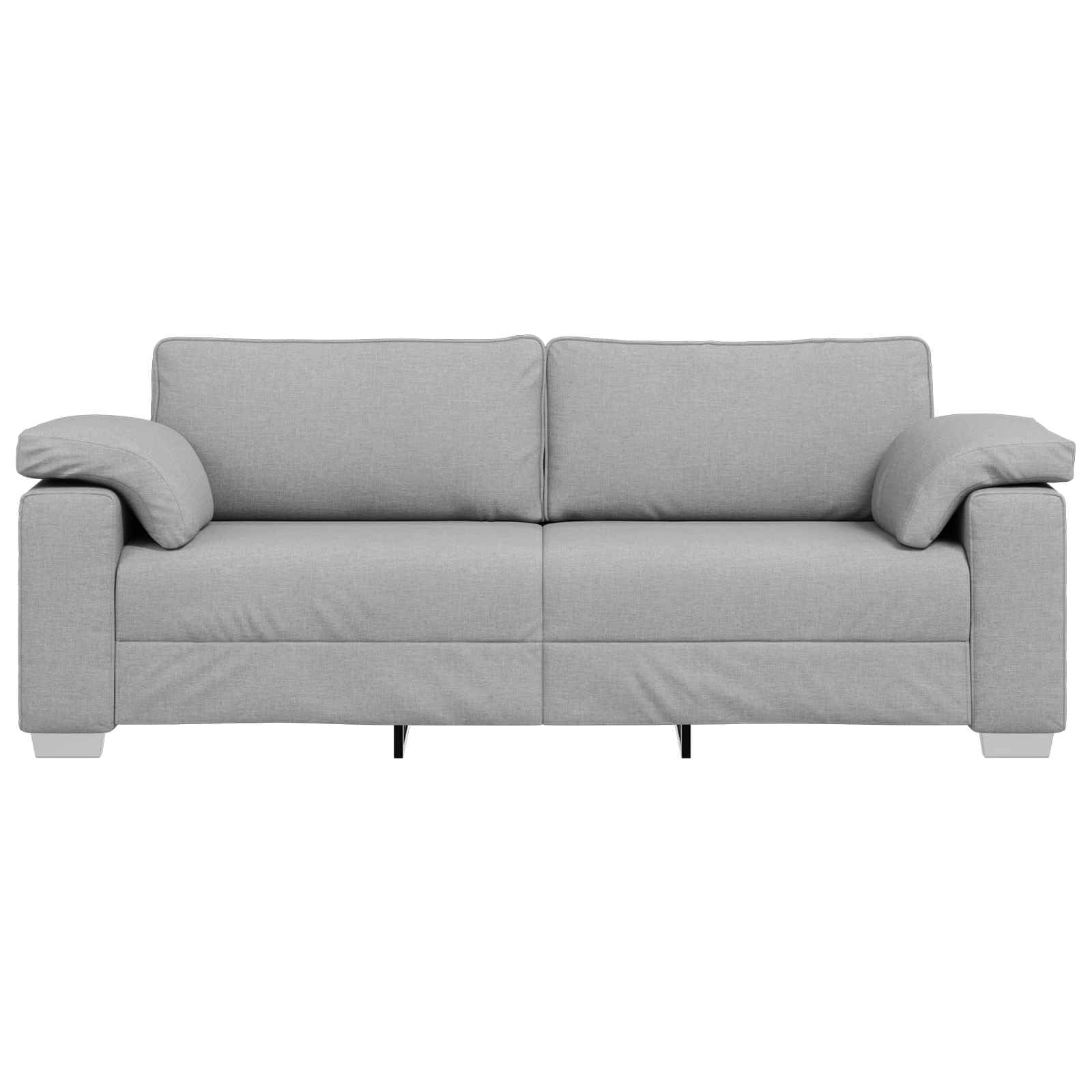 Nowoczesna sofa 3-osobowa, szara, 219 cm, materiałowa kanapa do salonu, trwałe wzornictwo z szerokimi podłokietnikami, wygodne siedzenie