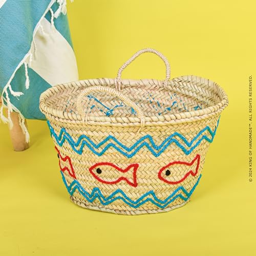 Bolsa de playa tejida a mano con motivo de pez miniatura 5