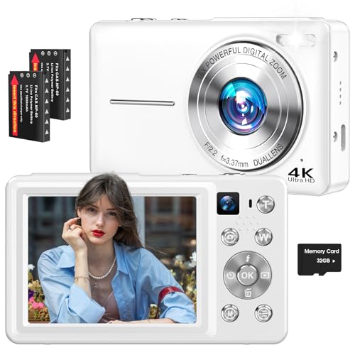 4K Digital Camera, 64MP Autofocus Vlogging Camera with Dual Lens, 16X Digital Zoom YouTube Compact...