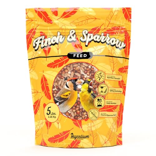 Mycelium Organic Finch & Sparrow Wild Bird Food (5 LB Bag) | Premium Seed Mix for Songbirds | Balanced Energy & Nutrition | Sifted, Low-Waste, Made in USA
