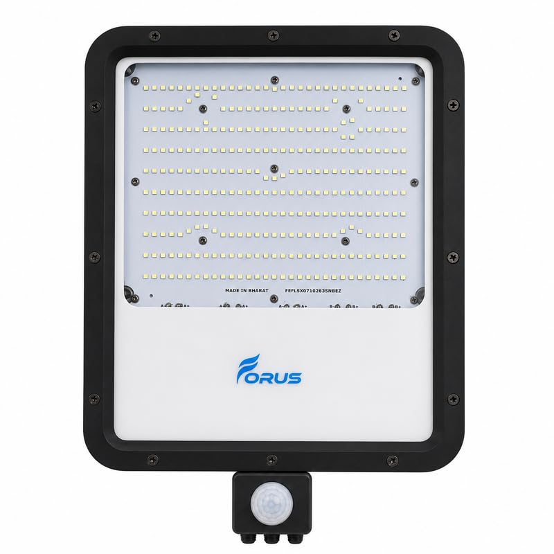 Image of Forus 250W LED Flood Light Red with Motion Sensor Auto On Off Day Night Mode Waterproof Outdoor Security Light for Garden Parking Garage Factory Warehouse Shop High Bright Floodlight 4Yr Warranty-1Pc