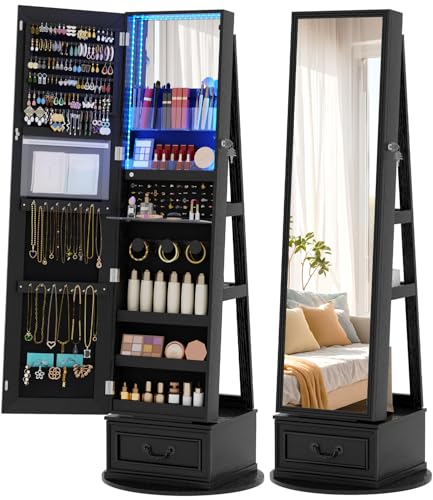 Vlsrka Swivel Mirror Jewelry Cabinet