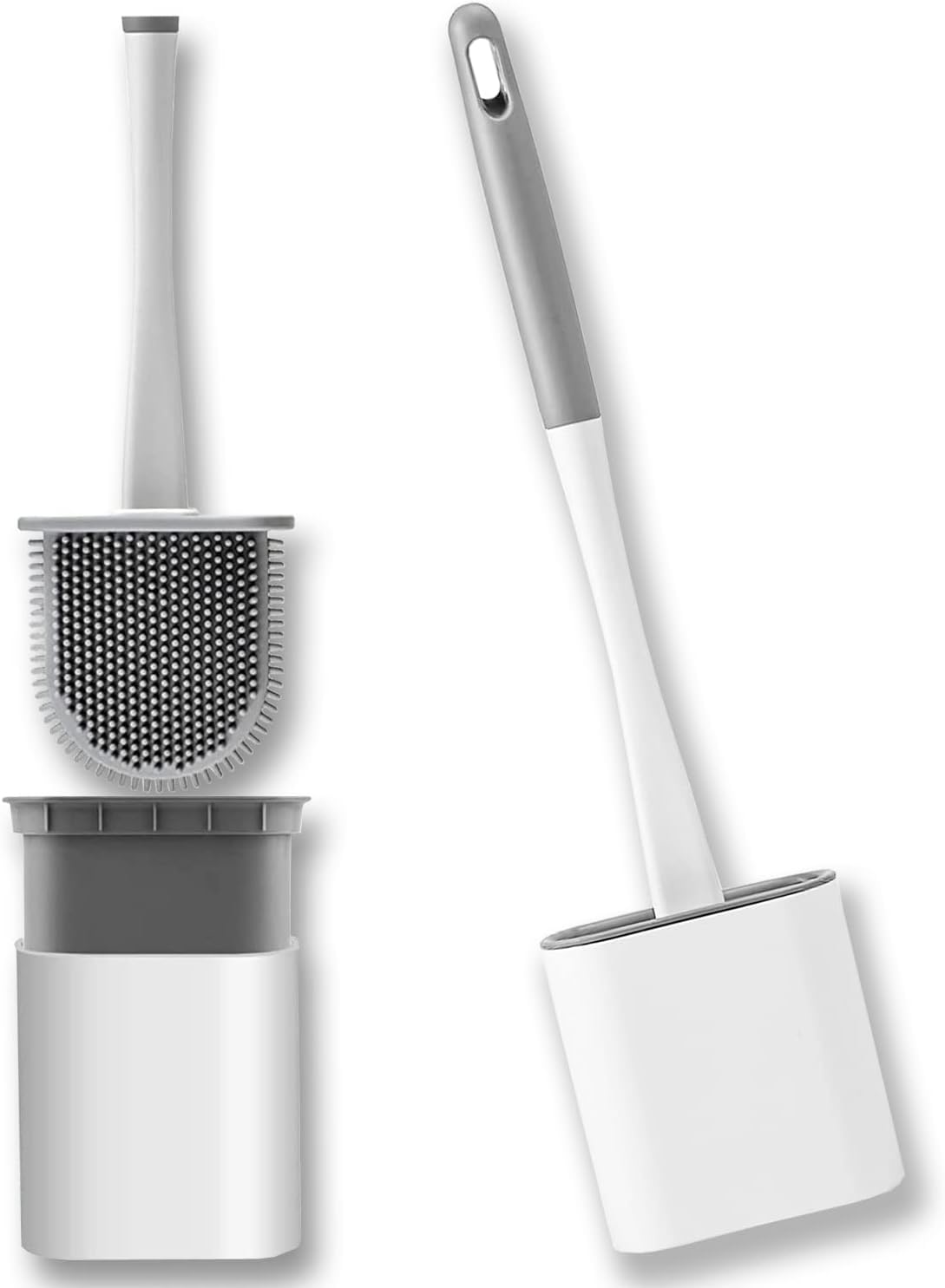 Revolutionary Silicone Toilet Brush with Quick Drying Holder, Deep