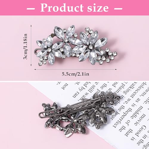 Teaaha 2 Pcs Rhinestone Hair Clips, Silver, Floral Style, For Women'S Wedding, Bridal, Party, Dance thumb #1