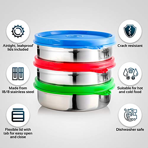 Image of Signoraware Executive Stainless Steel Small Lunch Box (200mlx3 | Set of 3 | Multicolour)