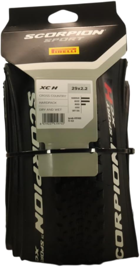 Pirelli Scorpion Sport XC H 29 x 2.2 Black Folding Tire for Mountain Bikes- Consistent Performance, Lightweight and Durable, Ideal for Cross-Country and Trail Riding.