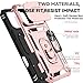 for iPhone 17 Pro Max Case, with Slide Camera Cover HD Screen Protector [Military Grade 16ft. Drop Tested] Ring Holder Kickstand Protective Phone Case for Apple iPhone 17 Pro Max, Rose Gold