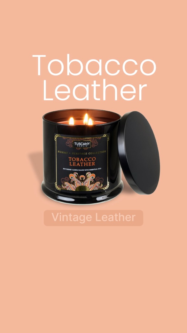 tuscany tobacco leather candle Amazon.com: Tuscany Candle Tobacco Leather Scented Jar Candle, 15 oz : Home  & Kitchen