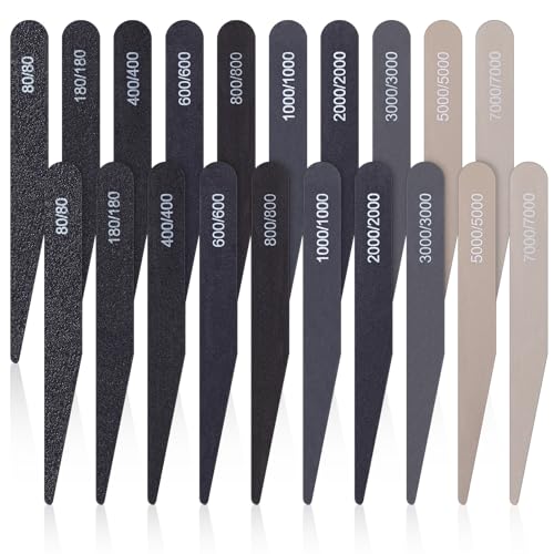 Honoson 20 Pcs Sanding Sticks for Plastic Models Polishing Sticks Assorted Metal and Wood Sanding Tools Accessory for Model Craft Amateur Beginner(Low Grits Rating,Stylish Style)