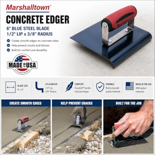 Image of MARSHALLTOWN Straight Concrete Edger Tool, 6 x 6 Inch, Assembled in the USA