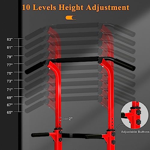 Image of DlandHome Power Tower Pull Up Dip Station Multi-Function Fitness Equipment for Strength Training Adjustable Height Dip Stand for Home Gym