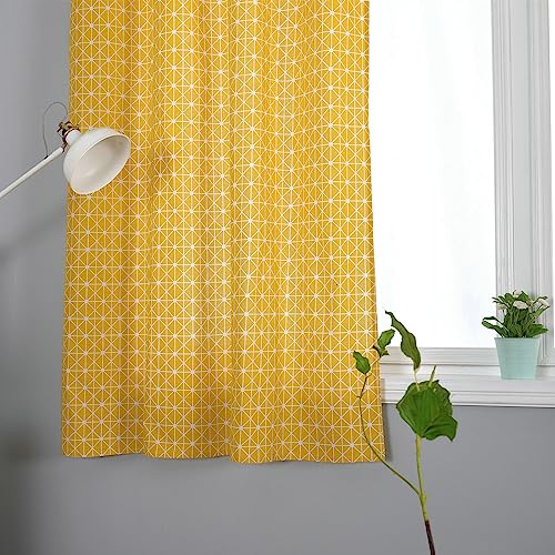 Cortina opaca con ojales 140x215 cm KnSam de lino y algodón con estampado geométrico 5