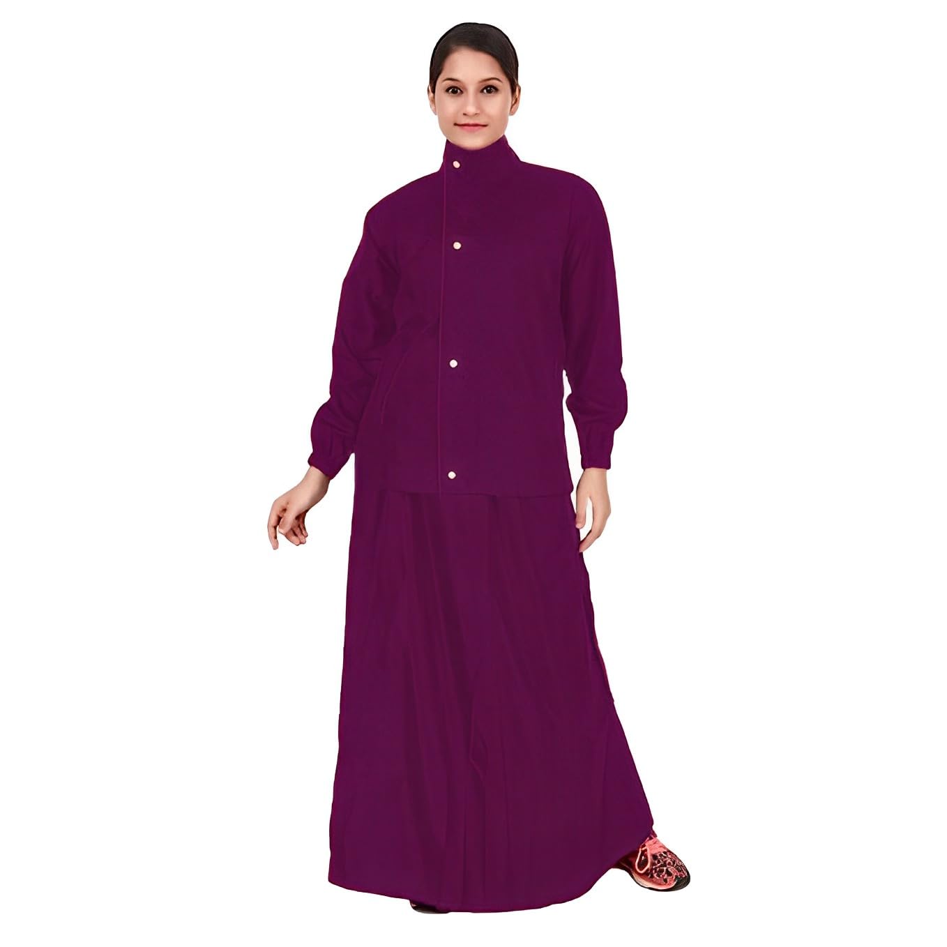 Reoutlook Raincoat Waterproof Rain Skirt Top (L, Purple)
