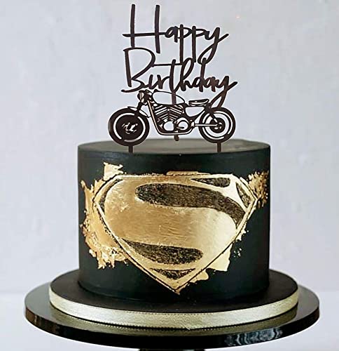 JeVenis Moto Acrylique Tournevis Joyeux Anniversaire Topper Gâteau Moto Décoration Dessert pour Homme Fête d'Anniversaire ou Garçon Anniversaire