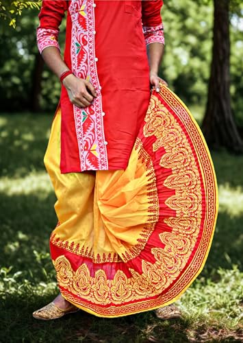 Image of Men's Ready to Wear Pant System Printed MAYUR PUCHHA Dhoti for Marriage, Pooja, Festival etc.(GC010)