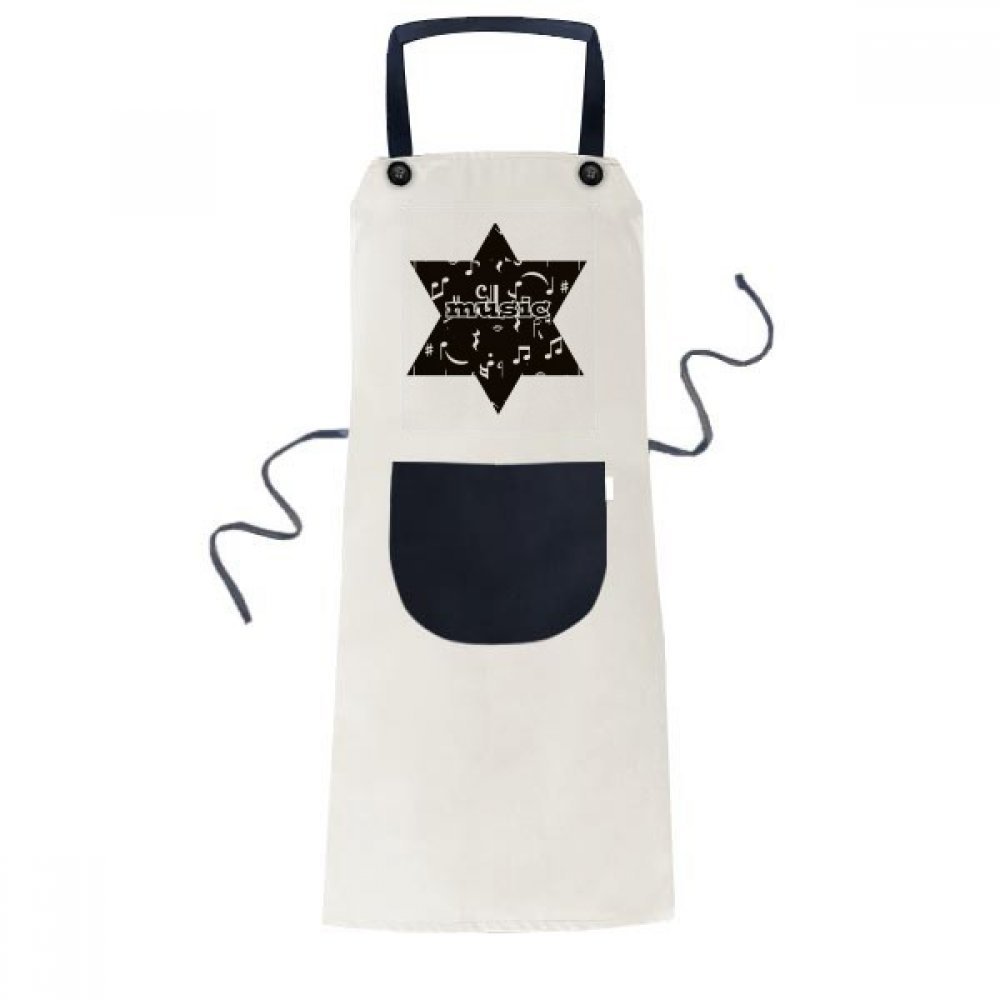 Tablier de cuisine beige pocket pour homme et femme bavoir 70cm musique notes DIYthinker noir