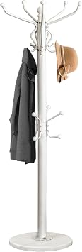 Kertnic Freestanding Coat Rack with 18 Hooks & Marble Base - Heavy Duty Metal Hall Tree Stand for Entryway, Hats, Coats, Bags Rack - Modern Hanger Organizer for Home, Office, Dorm 18 hooks -White