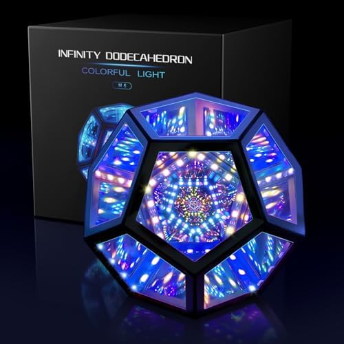MITO Infinity Mirror Light Dodecahedron, RGBW Cube Light Decor for Gaming