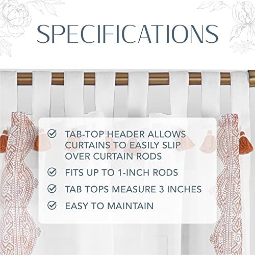 Elrene Home Fashions Shilo Boho Sheer Tab Top Window Curtain Panel with Tassels, 52"x95" (1, Terracotta, W 52" x L 95" (1 Panels) - Image 4