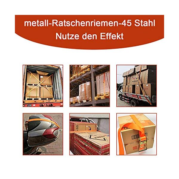 AufuN Spanngurt mit Haken 6m 38mm Profi Robuste 2000 daN zweiteilig Ratschengurt Zurrgurte nach DIN EN 12195-2… – Bild 7