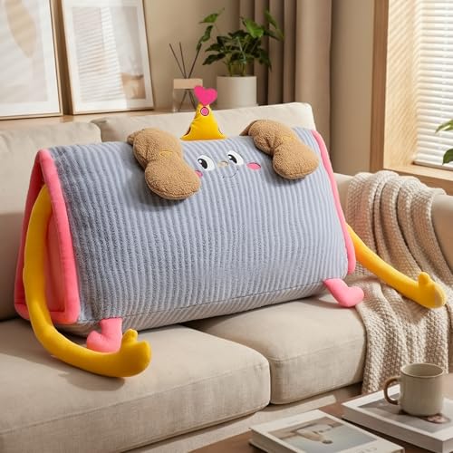 HJZPWB Respaldo Sofa, Grande Cojín Lectura con Respaldo Apoyo Lumbar, Cojin Respaldo para Trabajar, Almohada Lectura Cama, Leer O Jugar En La Cama Sofá Suelo,Azul,35x60cm