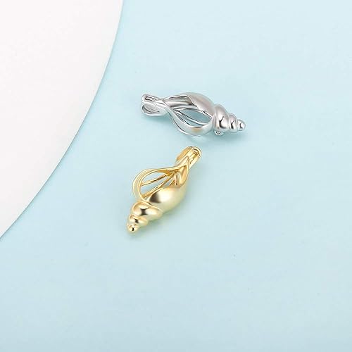 Miniatura 3 de Colgantes de jaula de caracola, dije de manualidades para hacer collares, pulseras, joyas (plata de ley, chapado en oro de 24 quilates), Metal, no