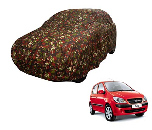 Image of Auto Hub Car Cover Compatible with Hyundai Getz with Weather Proof, Triple Stitched, Getz Car Cover Jungle Look